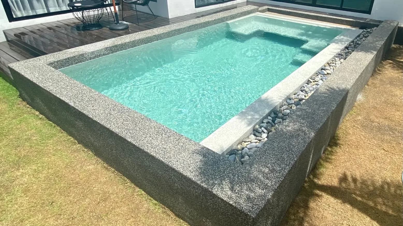 Raised garden pool after renovation